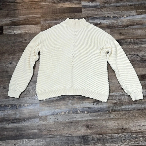 Marine Layer Skylar Turtleneck Sweater Ivory Chunky Sz XL Preppy Ivy League Rory - Picture 4 of 9
